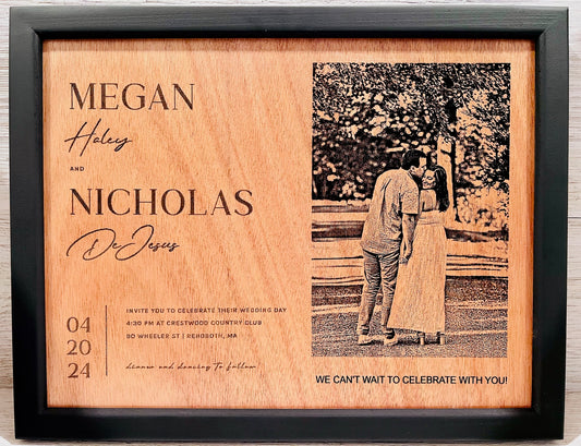 Engraved wedding invitation